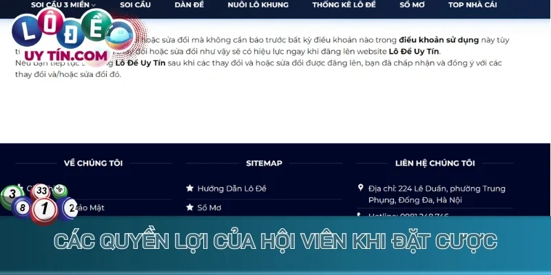 Các quyền lợi của hội viên khi đặt cược