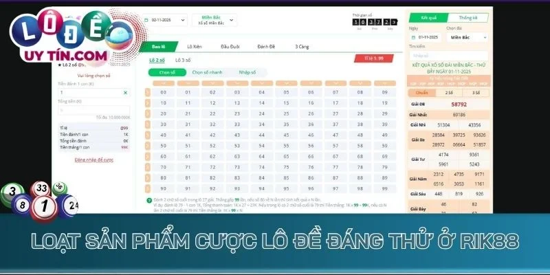 Loạt sản phẩm cược lô đề đáng thử ở Rik88