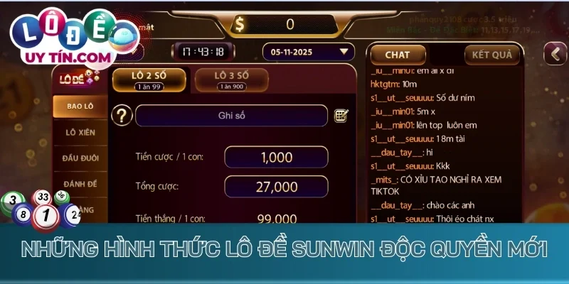 Những hình thức lô đề Sunwin độc quyền mới